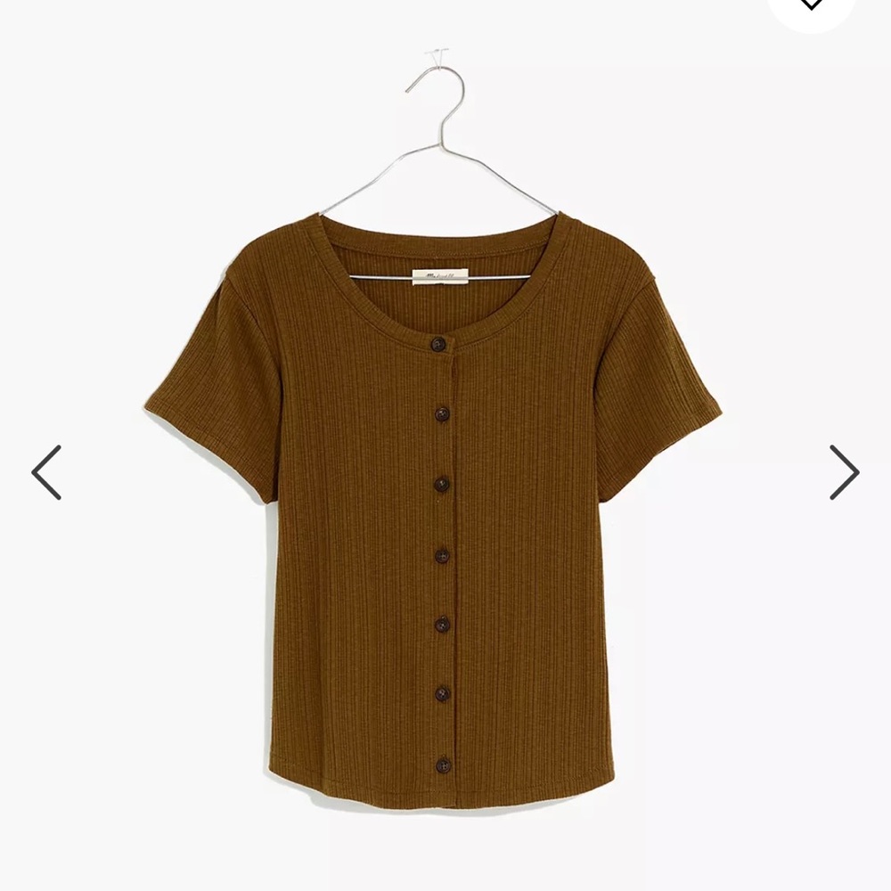 Madewell Pointelle Button-Front Slim Tee S EUC